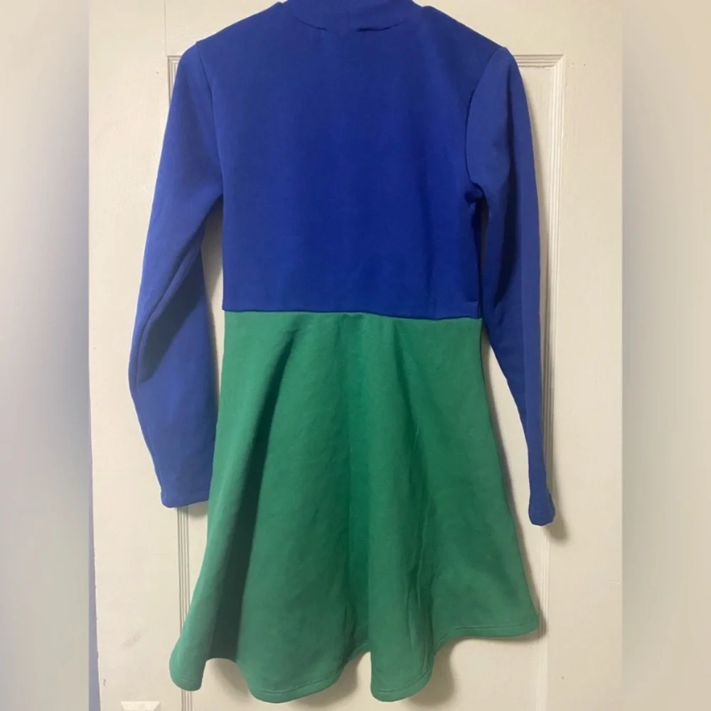 Mighty Fine Blue and Green Long Sleeve Dress - Picture 2 of 6